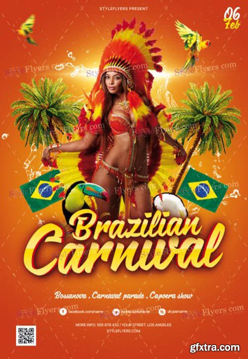 Brazilian Carnival V1901 2020 PSD Flyer Template