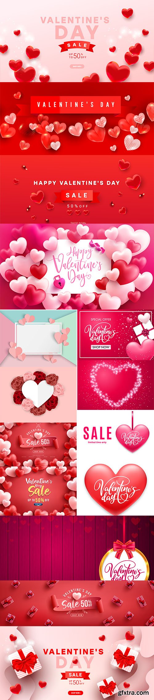 Vector Set of Romantic Valentines Day Illustrations Vol 4