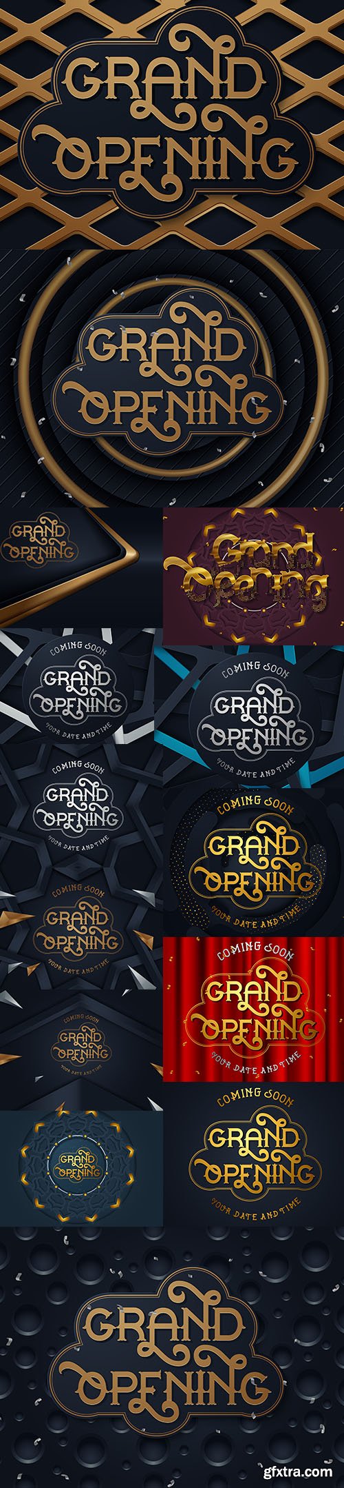 Grand Opening Vector Illustration Set