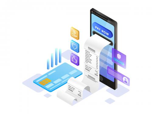 Online Payment with Mobile Phone Isometric Illustration - online-payment-with-mobile-phone-isometric-illustration-59a1957d-c1df-403c-8284-823ae0e2bcec