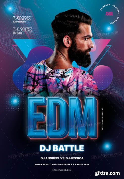 EDM Dj Battle V1901 2020 PSD Flyer Template