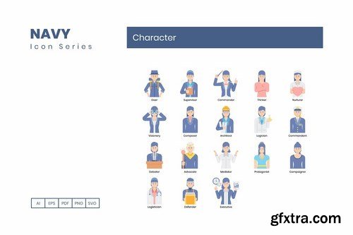 78 Character Icons - Navy Series