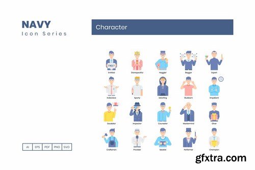 78 Character Icons - Navy Series