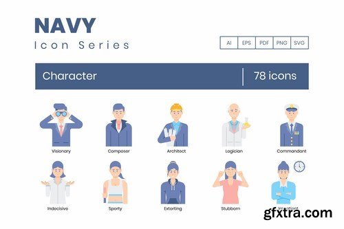 78 Character Icons - Navy Series