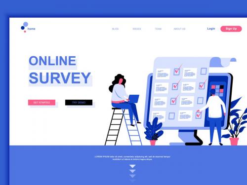 Online Survey Flat Landing Page Template - online-survey-flat-landing-page-template