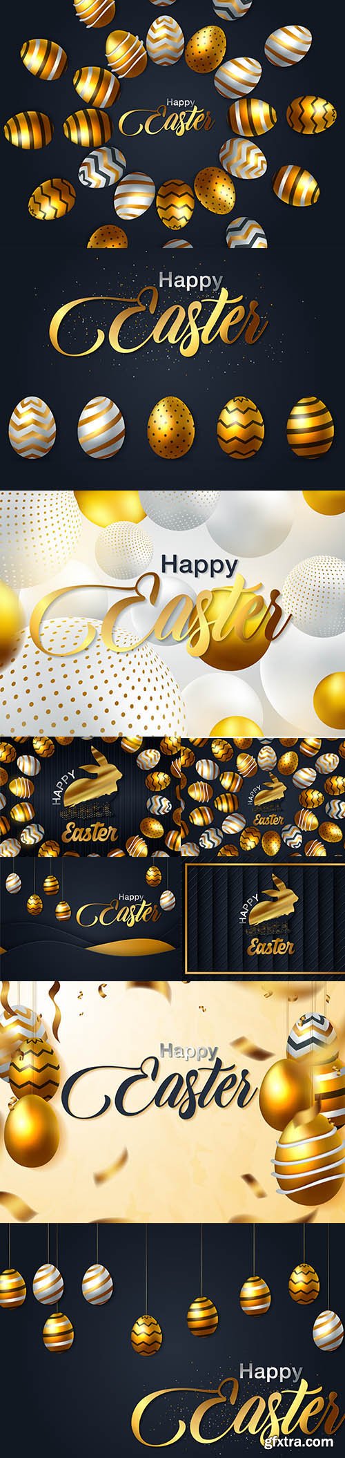 Happy Easter Luxury Backgrounds Template Set