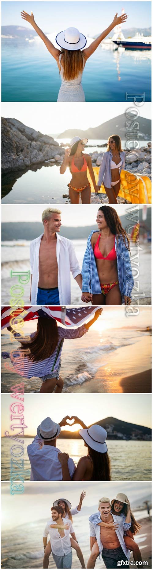 Happy people on vacation beautiful stock photo