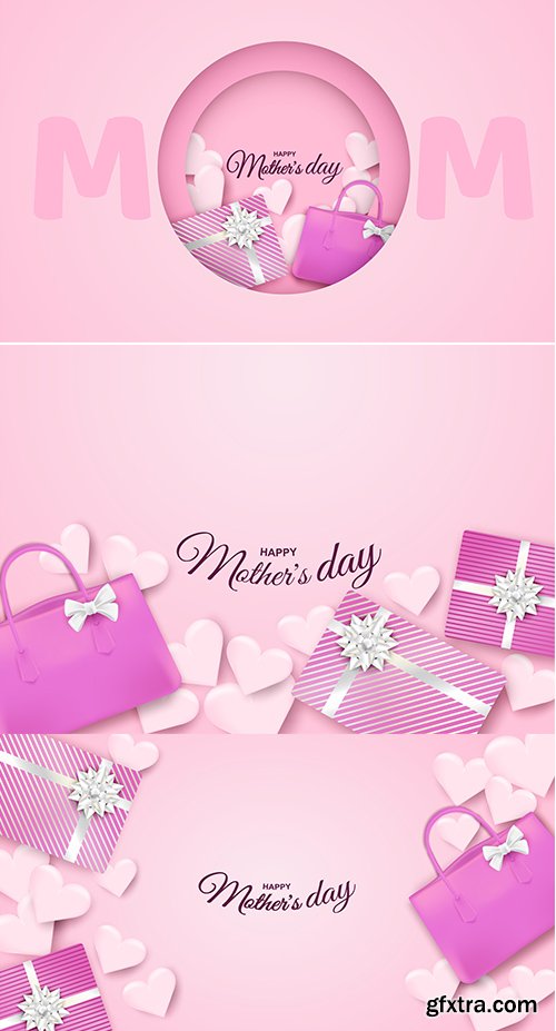 Vector Backgrounds - Happy Mothers Day Design with Gift Box 