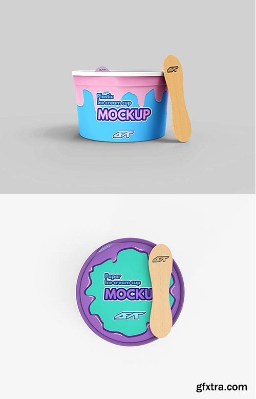 Plastic and Paper Ice Cream Cup PSD Mockup Set