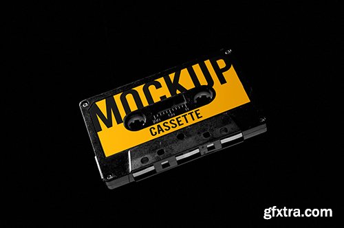 Flying Cassette Mockup Isolated PSD