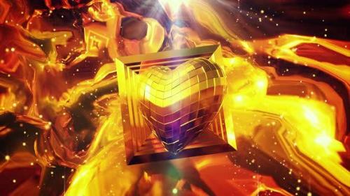 Videohive - Disco Vj Golden Heart 4k