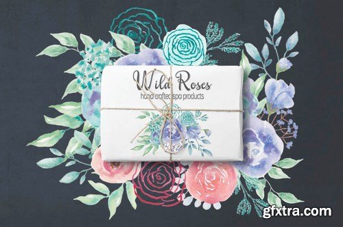 Watercolor Wreath of ＂Mod＂ Roses