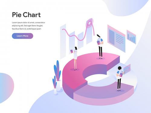 Pie Chart Isometric Illustration - pie-chart-isometric-illustration