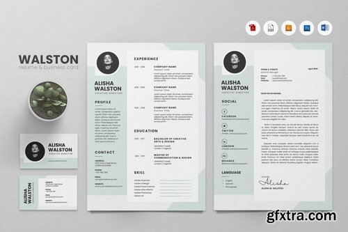 Creative CV Resume & Name Card Pack PSD, DOCX, AI