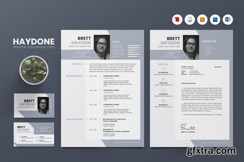 Creative CV Resume & Name Card Pack PSD, DOCX, AI