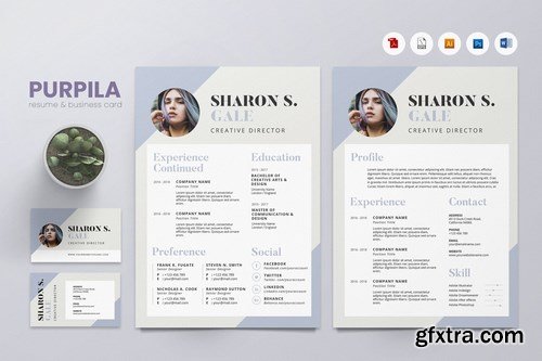 Creative CV Resume & Name Card Pack PSD, DOCX, AI