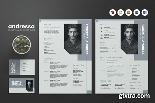 Creative CV Resume & Name Card PSD, DOCX, AI No.11