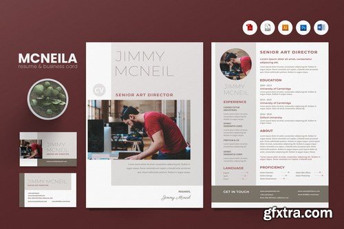 Creative CV Resume & Name Card PSD, DOCX, AI No.17