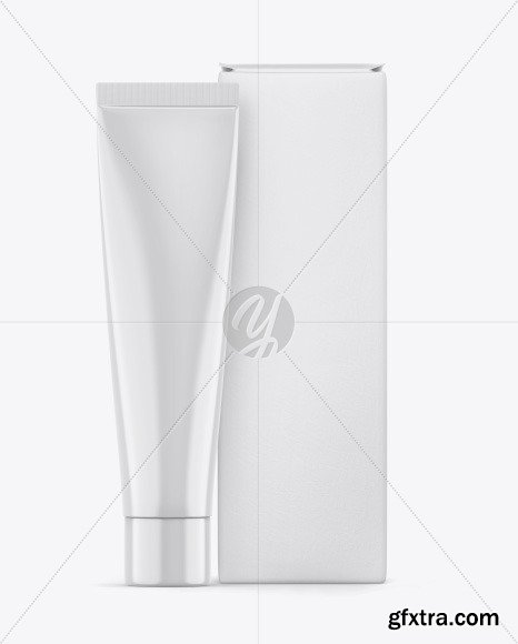 Glossy Cosmetic Tube w/ Box Mockup 54489