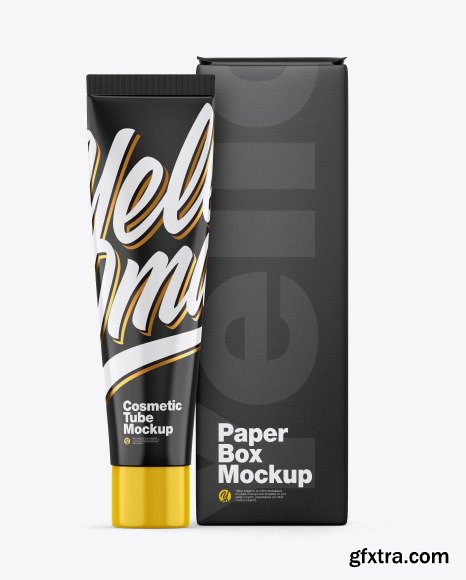 Glossy Cosmetic Tube w/ Box Mockup 54489