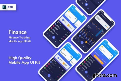 Finance Tracking Mobile App UI Kit Dark Version