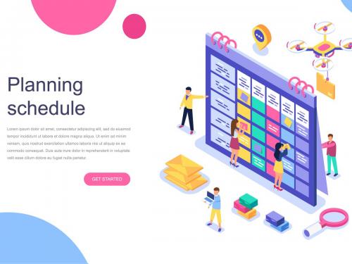 Planning Schedule Isometric Concept - planning-schedule-isometric-concept