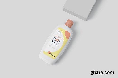 Flat Rounded Plastic Lotion Bottle Mockup