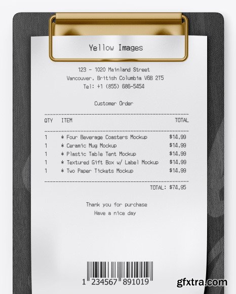 Wooden Clipboard w/ Receipt Mockup 54604