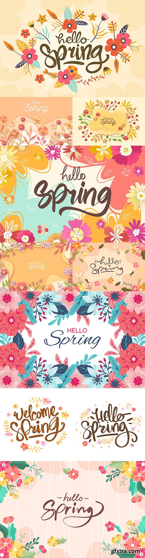 Hello spring floral decorative painted background