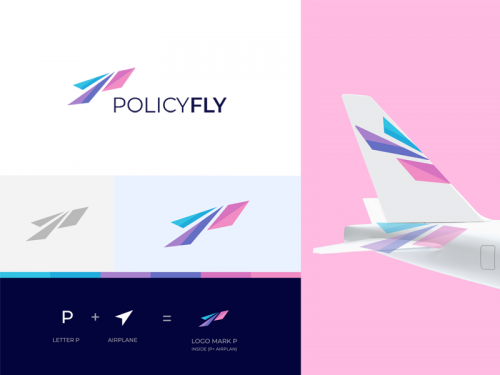 Policyfly Brand Identity || p logo mark - policy-fly-logo-branding