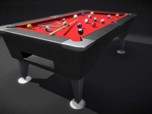 Pool Table with Balls, Cue and Rack - pool-table-with-balls-cue-and-rack