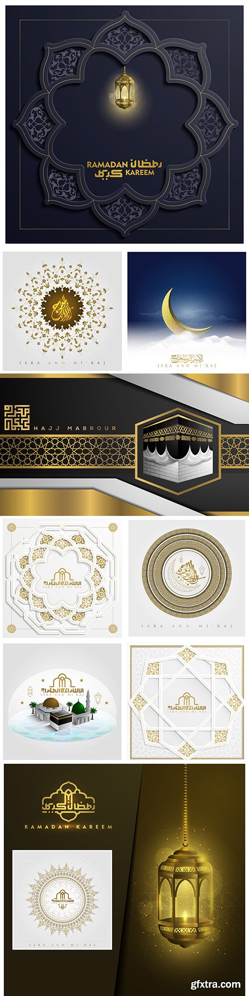 Isra and miraj and Ramadan Karrem design postcard