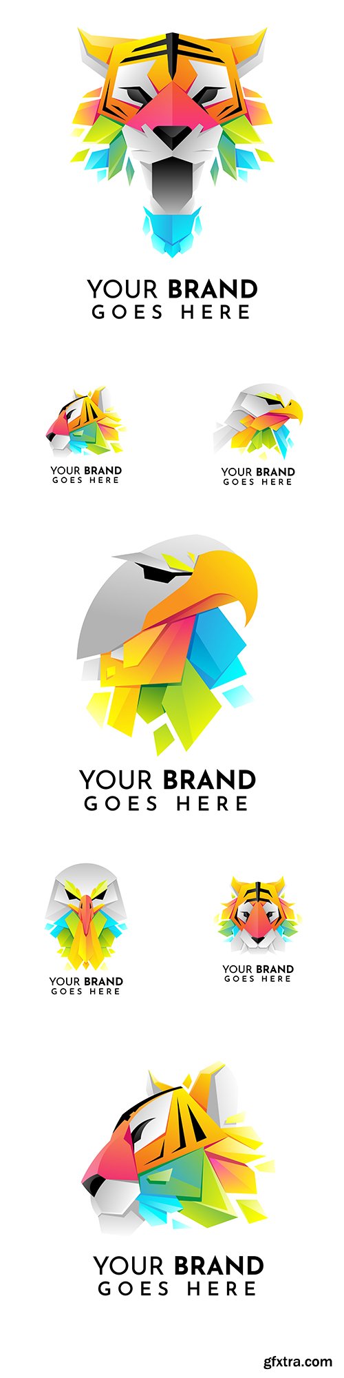 Eagle and tiger bright design logo illustration