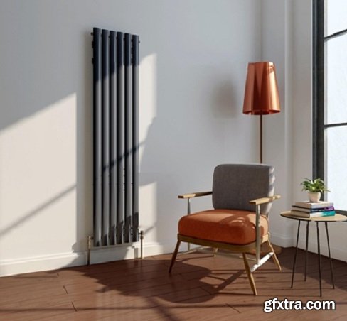 Modern leisure chair floor lamp radiator combination 3D model