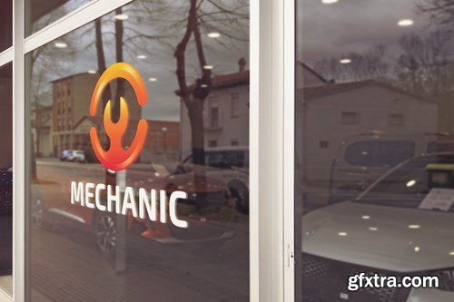 Car Glass Logo Mockup