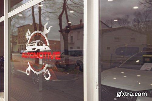 Car Glass Logo Mockup