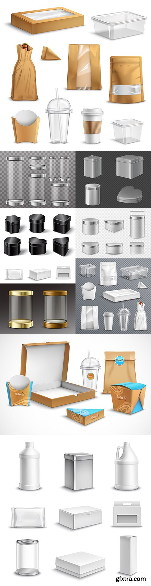 Food packaging and glass jars realistic kit