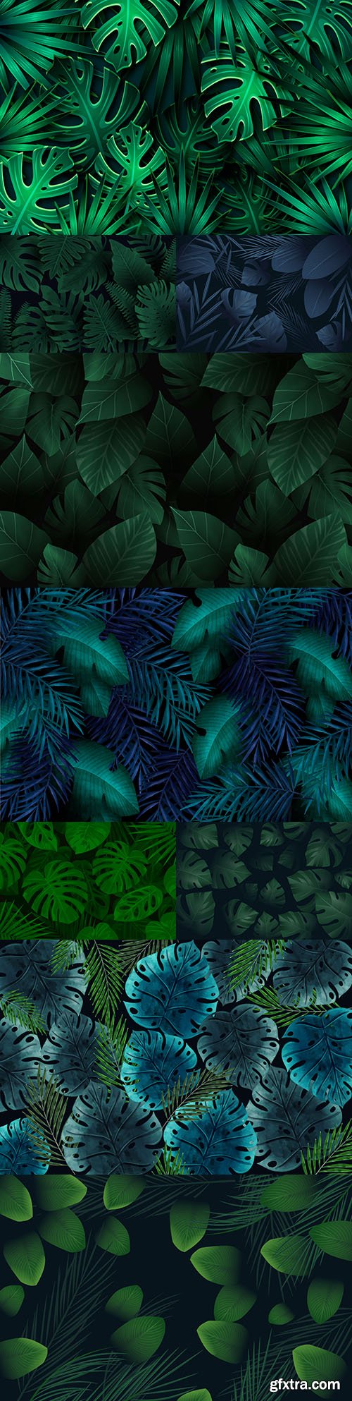 Tropical green leaves decorative background