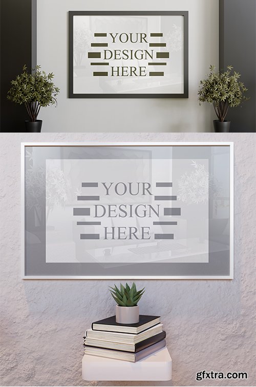 Black and White Wall Frame PSD Mockup