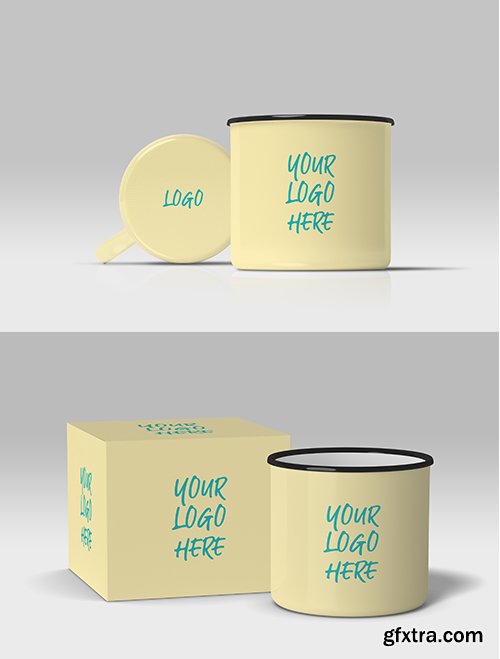 Enamel Mugs PSD Mockup