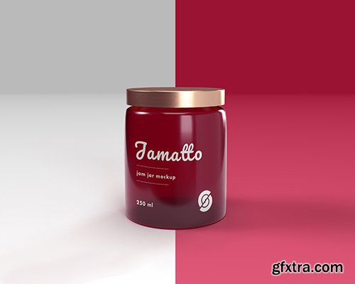 Glass Jar with Jam PSD Mockup