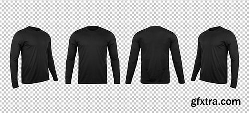 Black Long Sleve T-Shirts PSD Mockup