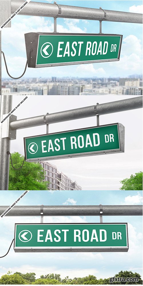 Hanging Street Sign PSD Mockup