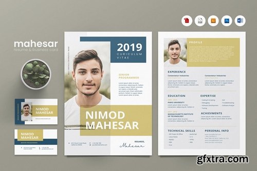 Creative CV Resume & Name Card PSD, DOCX, AI No.24