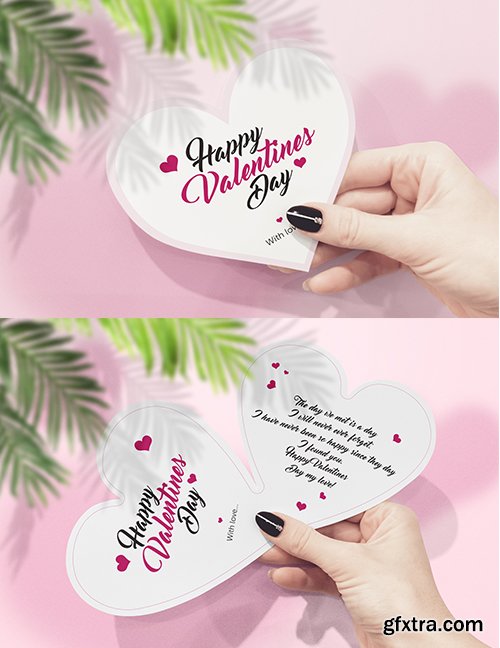 Bifold Valentine Card Hand PSD Mockup