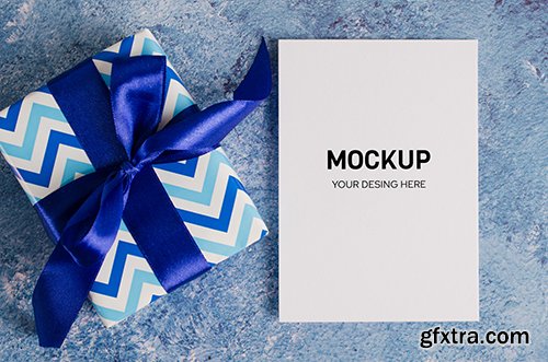 Greeting Card and Gift Box PSD Mockup