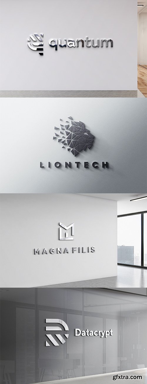 Logo PSD Mockup Wall Office Hall Set