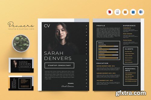 Creative CV Resume & Name Card Pack PSD, DOCX, AI