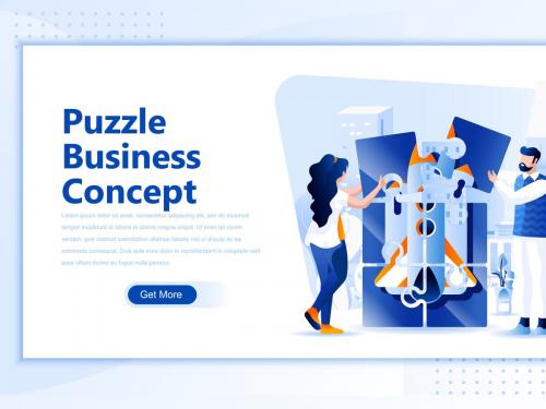 Puzzle Business Concept Flat Landing Page Header - puzzle-business-concept-flat-landing-page-header