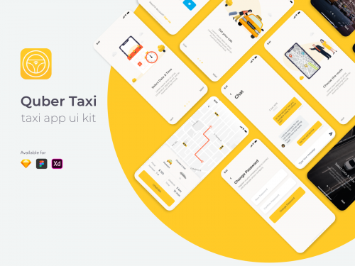 QUBER Taxi App UI UX Kit - quber-taxi-app-ui-ux-kit